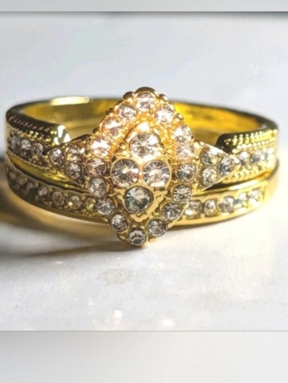 2ct Two Piece Lab Created Engagement Bridal Ring Set 14k Yellow Gold Plated Sz10
